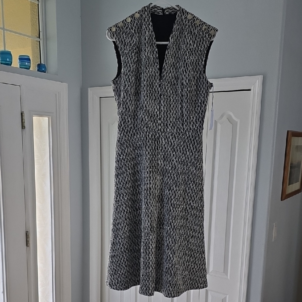 Andrew Marc Black and White Midi Dress